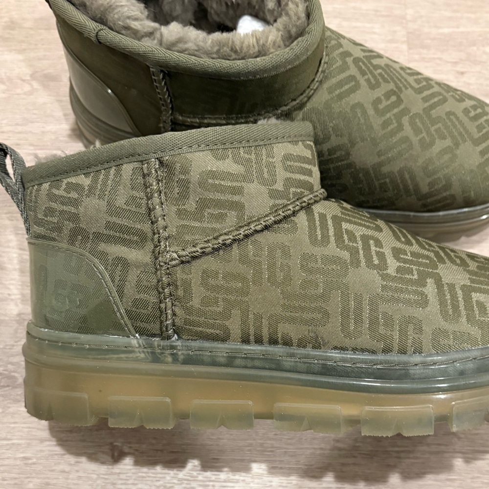 Ugg’s Classic Mini Monogram Boots Burnt Olive, 7 - Picture 3 of 9